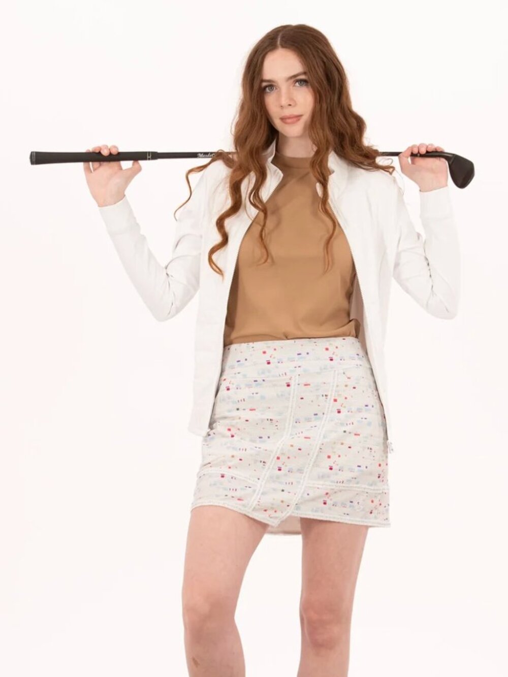 FORAY GOLF Winter White Boucle Trimmed Skirt Golf, Tennis